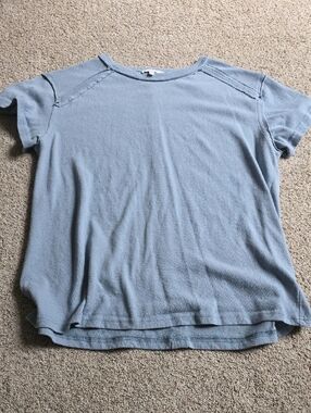 Casual Light Blue Short Sleeve Tee
